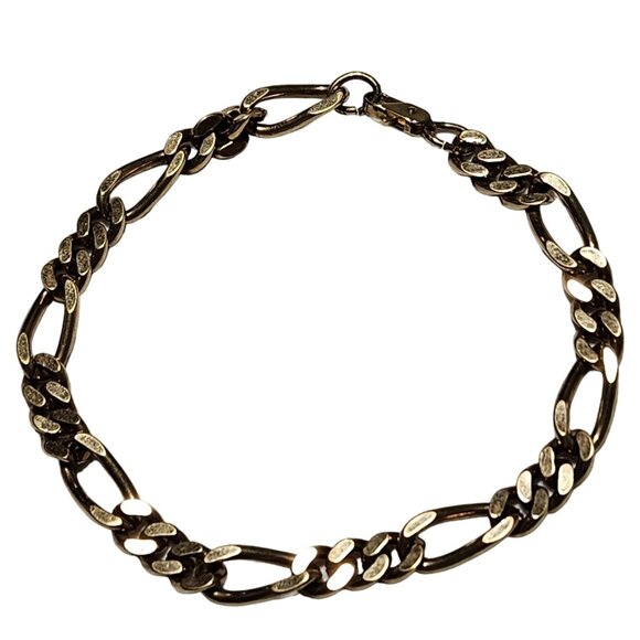 Elegant Gold Tone Figaro Chain Bracelet Classic Minimalist Fashion Jewelry Women - Picture 1 of 4
